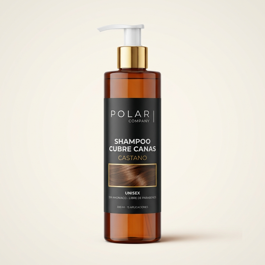 Shampoo Cubre Canas Polar Company tono Castaño 300 ml
