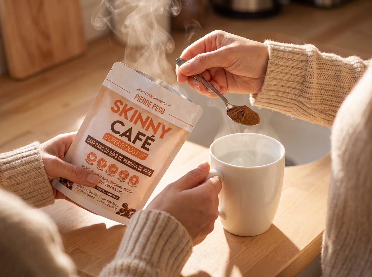 Preparando Skinny Cafe con una cucharadita